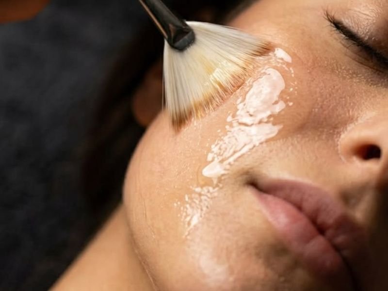 Peel being brushed onto the cheek